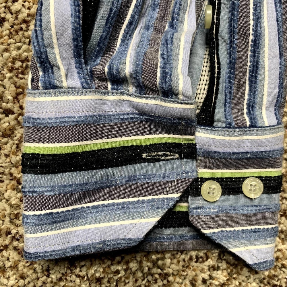 Etro Milano Multicolor Striped Long Sleeve Button Down Shirt Men XL Cotton Blend - Picture 2 of 8